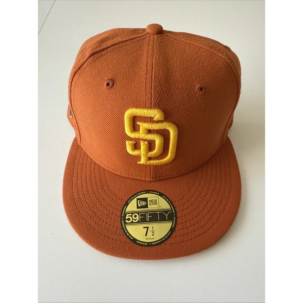 New‎ Era San Diego Padres 59Fifty Orange/yellow 7 1/2 Fitted MLB Cap